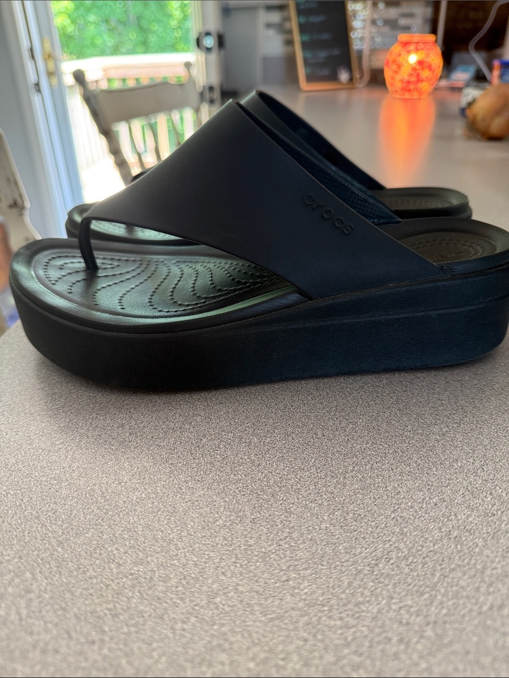 CROCS Women’s Black Platform Thong Sandals